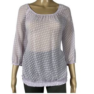 Loft Polka Dot Purple See Through Blouse